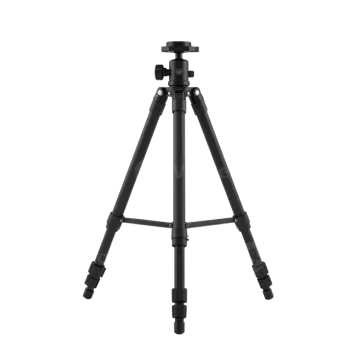a black tripod with a white background