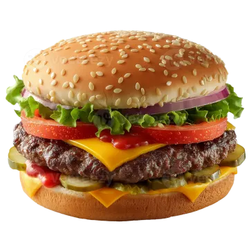a hamburger on a white background
