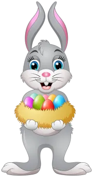 a cartoon easter bunny holding an egg