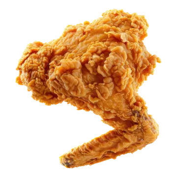 a fried chicken on a white background