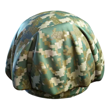 a camouflage hat with a green and beige pattern