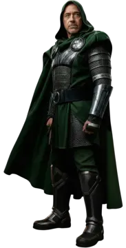 a man in a green cloak with his hands on his hips