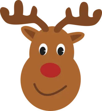 a reindeer head with a red nose
