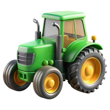 a green tractor on a white background