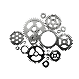 a pile of gears on a white background
