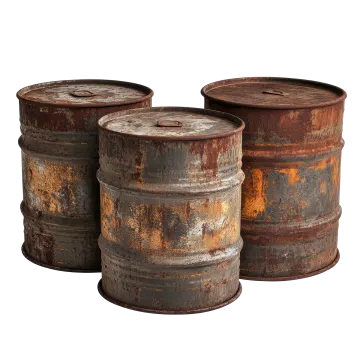 a set of three rusty tin cans