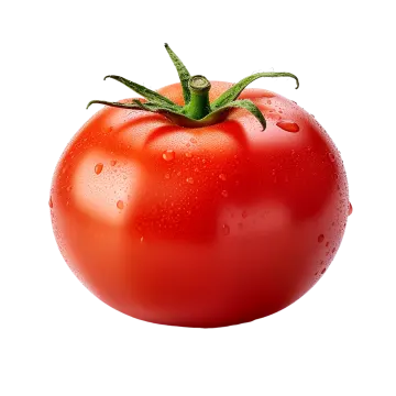 a red tomato with water droplets on it