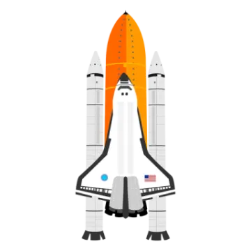 a space shuttle with an american flag on it