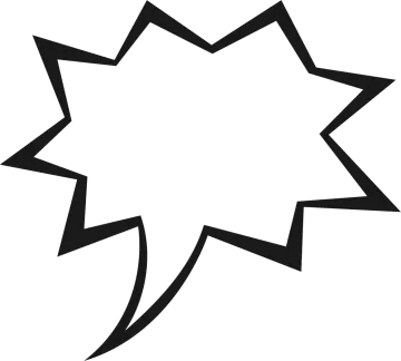 a black and white speech bubble