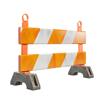a pair of orange and white barrier barriers