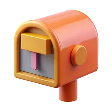 a close up of an orange and yellow mailbox