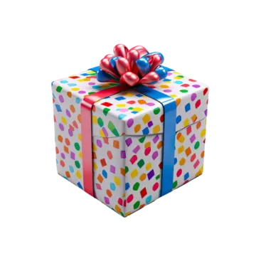 a colorful gift box with a bow