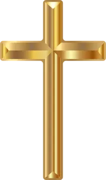 a gold cross on white background