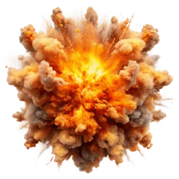 an explosion of orange and yellow smoke