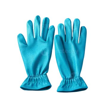 a pair of blue gloves on a white background