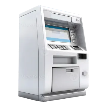 an atm machine on a white background
