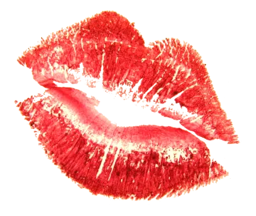 a close up of a red and white lipstick