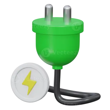 a green plug with a yellow lightning symbol on it