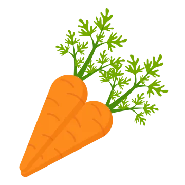 a carrot with green leaves on it