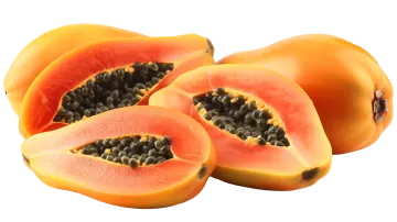 a couple of papas cut in half on a white background