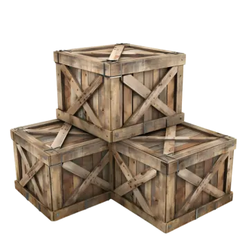 a set of four wooden crates