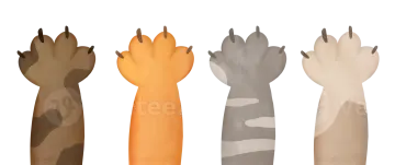 four different colors of a cat's tail