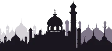 a mosque silhouetted against a white background