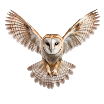 a barn owl flying in the air
