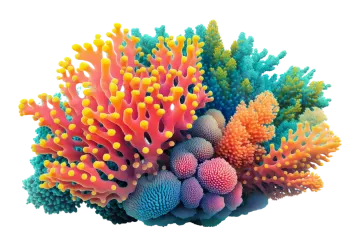 a coral reef with many colorful corals