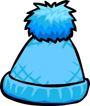 a blue hat with snow on it