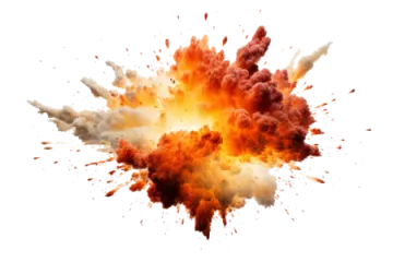 an explosion of fire on a white background