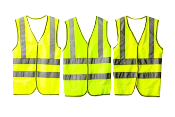 three safety vests on white background