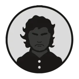 a black and white image of a man's face in a circle