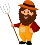 a man with a pitchfork in his hand