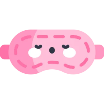 a pink sleep mask with eyes closed