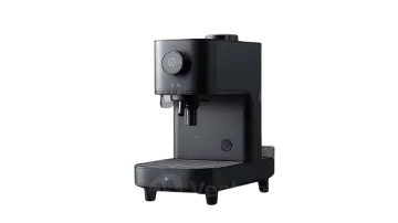 a black coffee machine on a white background