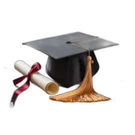 a graduation cap and diploma on a white background