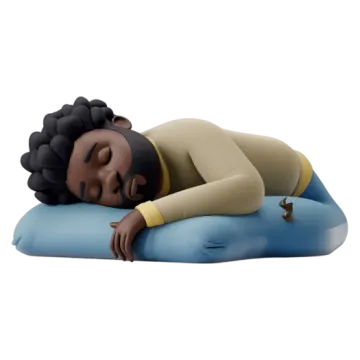 a cartoon character sleeping on a pillow