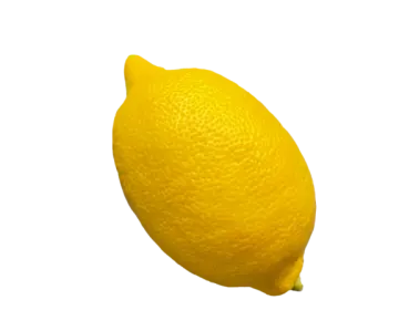 a yellow lemon on a white background