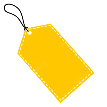a yellow price tag on a white background