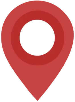 a red pin with a circle on it