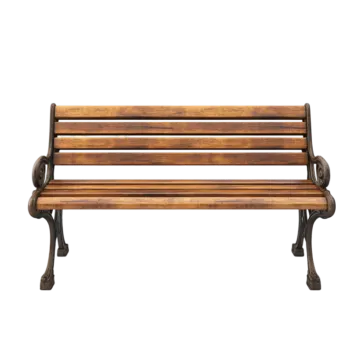 a wooden bench on a white background