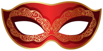 a red and gold mas mas mask
