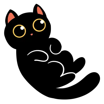 a black cat with yellow eyes sitting down