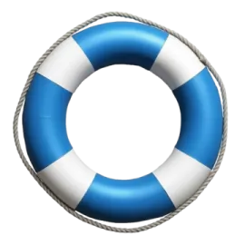 a blue and white life ring