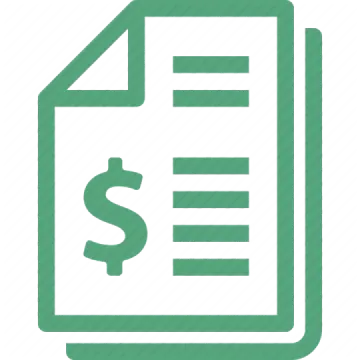 a document with a dollar symbol on it