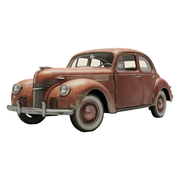 an old rusty car on a white background