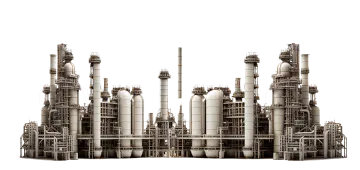 an image of a factory with many pipes