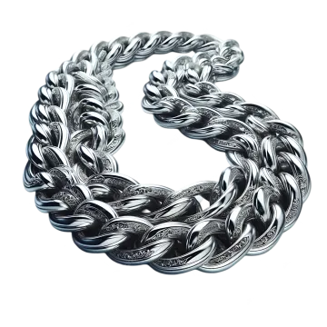 a silver chain bracelet on a white background