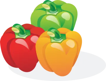 three peppers on a white background